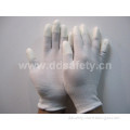13 Gauge White Nylon Liner Knit Wrist. White PU Coated on Finger (DPU101)